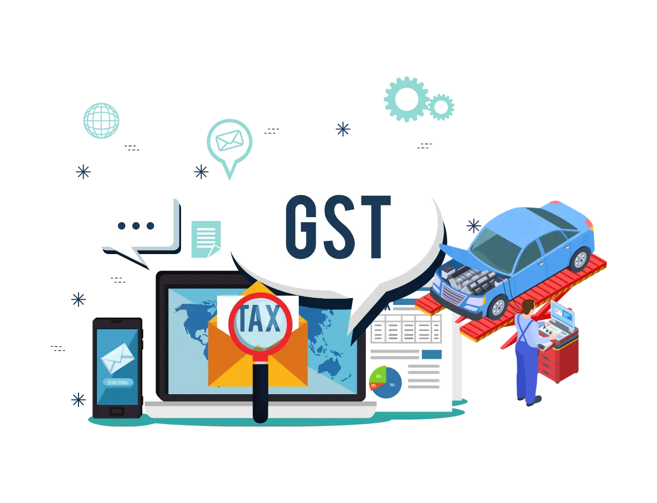 Automatic GST Calculations and GSTR reports for auto business GST filing.